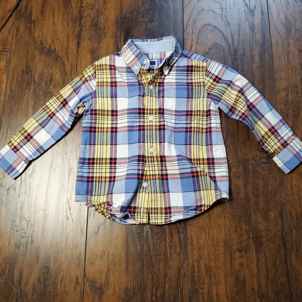 Janie and Jack Boys Blue plaid button down sz 18 - 24 months